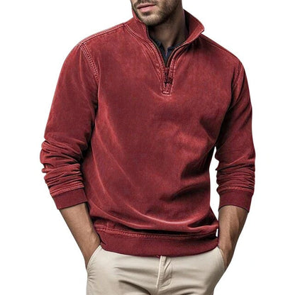 Herren Sweatshirt Lässig Viertelreißverschluss