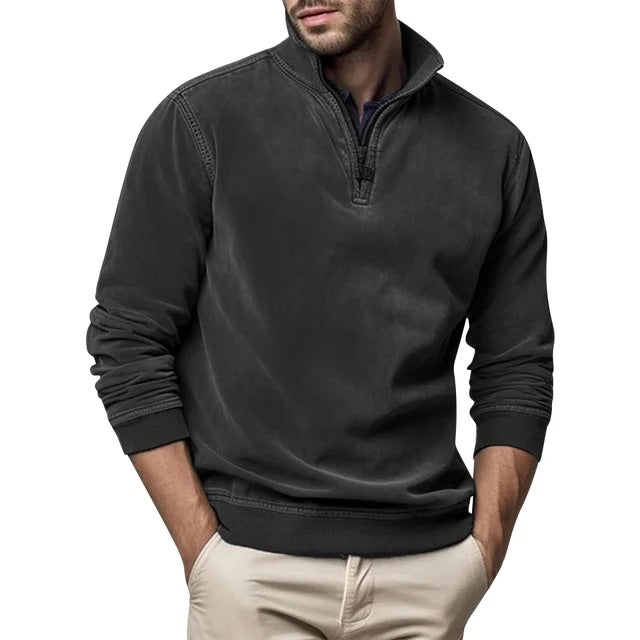 Herren Sweatshirt Lässig Viertelreißverschluss