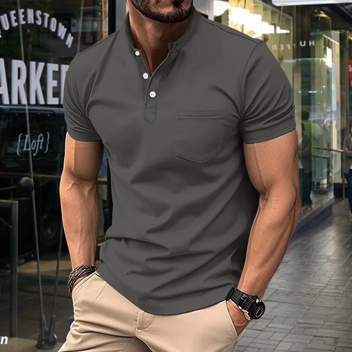 Herren T-Shirt Kurzarm Poloshirt Komfort