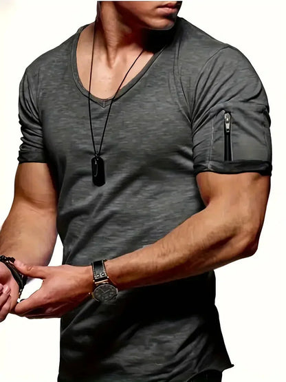 Herren T-Shirt Kurzarm V-Ausschnitt Casual