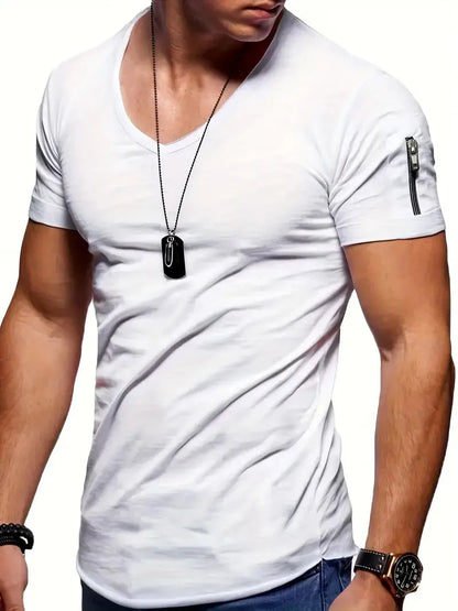 Herren T-Shirt Kurzarm V-Ausschnitt Casual