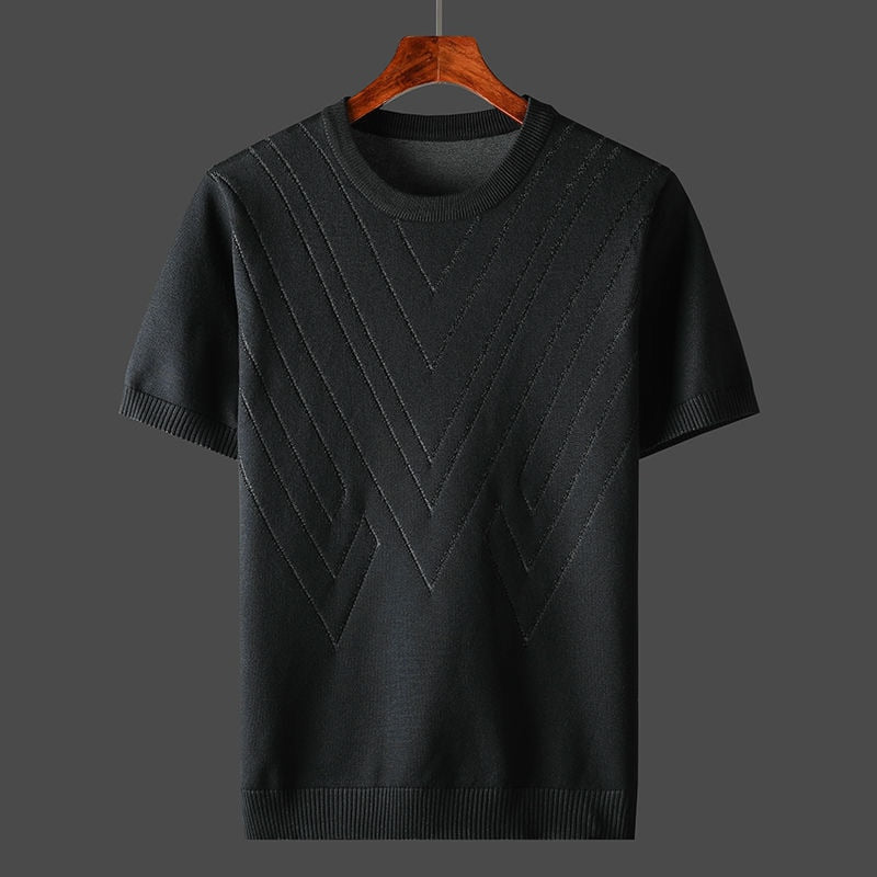 Kaschmir T-Shirt Herren Lockere Passform Rundhals