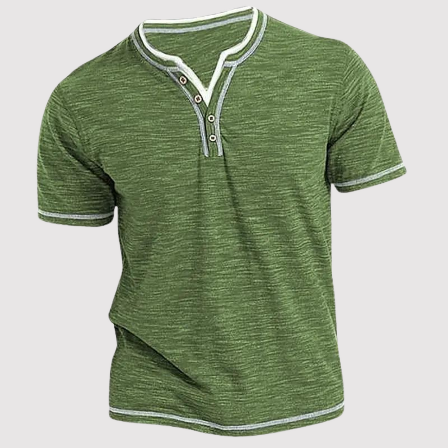 Herren T-Shirt Casual Rundhals Knopfdesign
