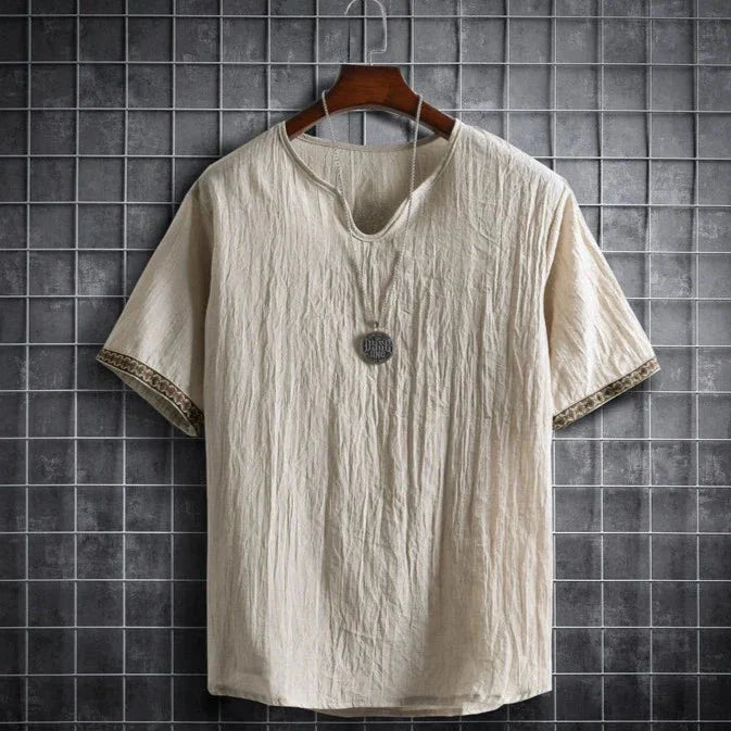 Herren T-Shirt V-Ausschnitt Leger