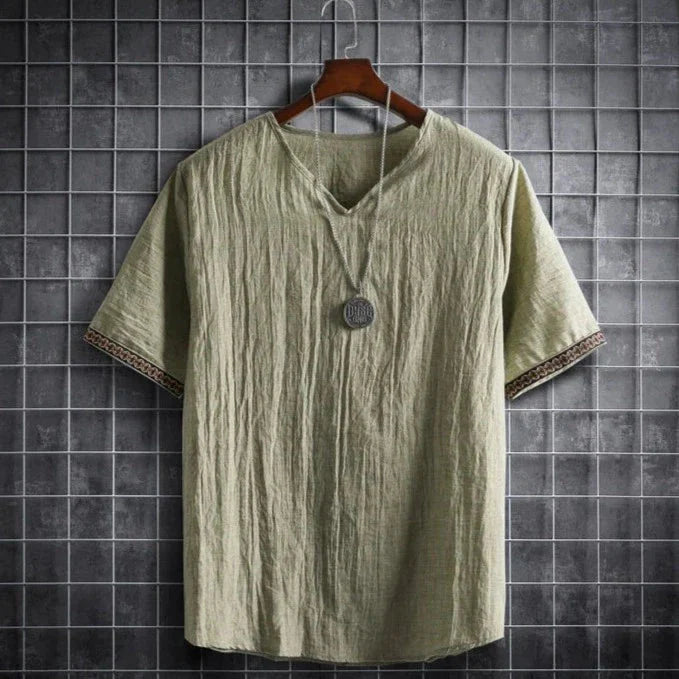 Herren T-Shirt V-Ausschnitt Leger