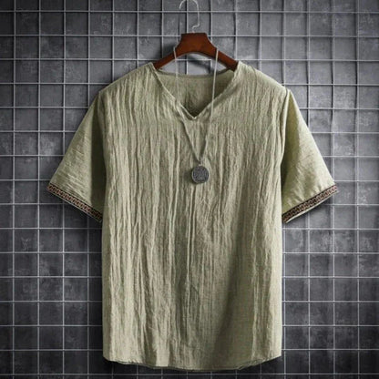 Herren T-Shirt V-Ausschnitt Leger