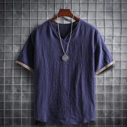 Herren T-Shirt V-Ausschnitt Leger