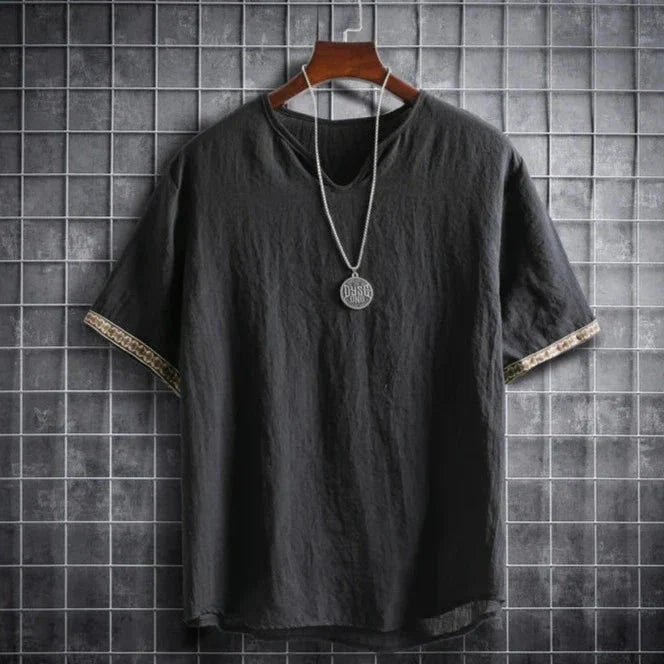 Herren T-Shirt V-Ausschnitt Leger
