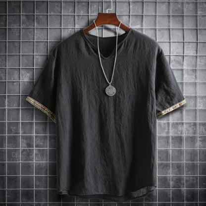 Herren T-Shirt V-Ausschnitt Leger