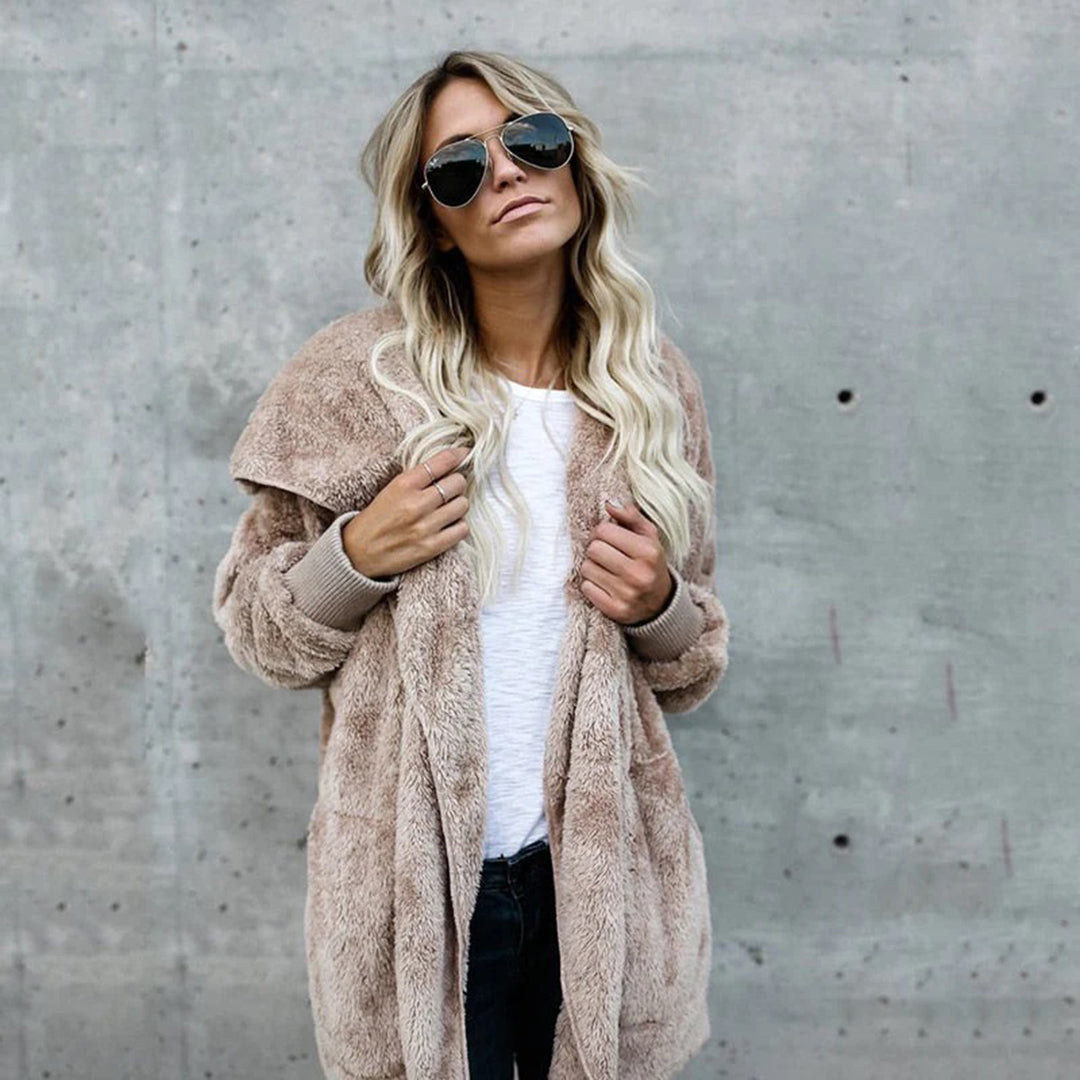 Damen Fleece Cardigan Langärmelig Elegant