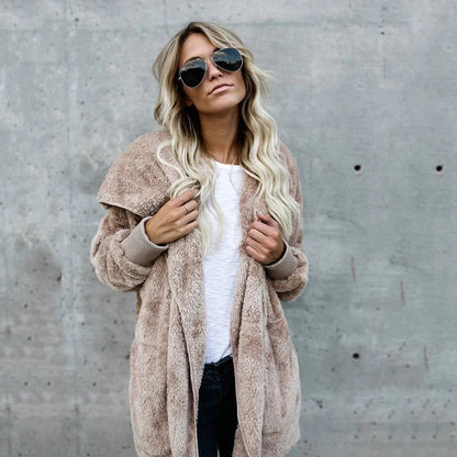 Damen Fleece Cardigan Langärmelig Elegant