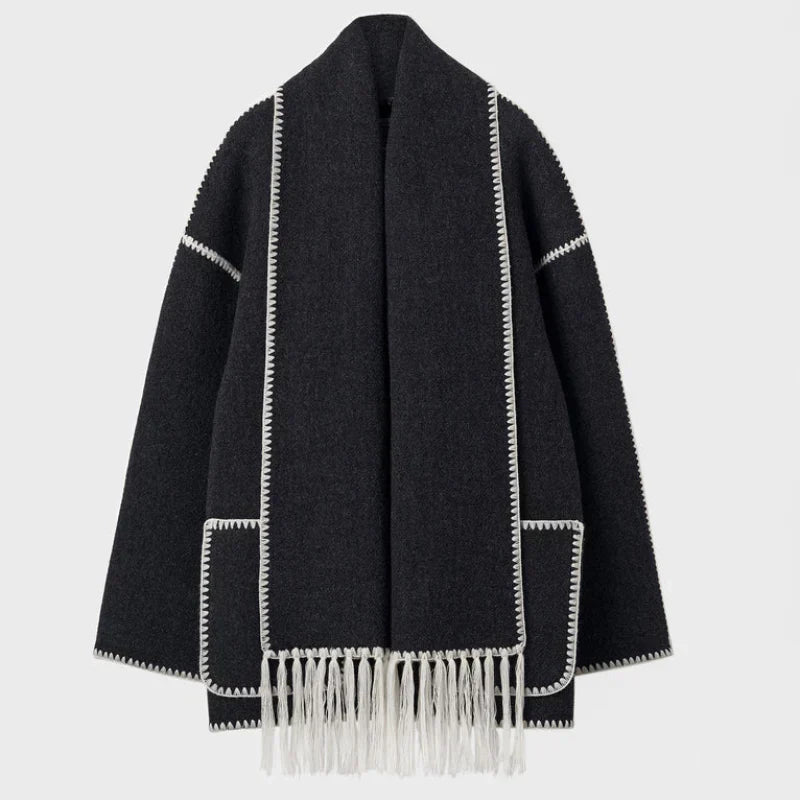 Damen Wickeljacke Elegant Drapiert