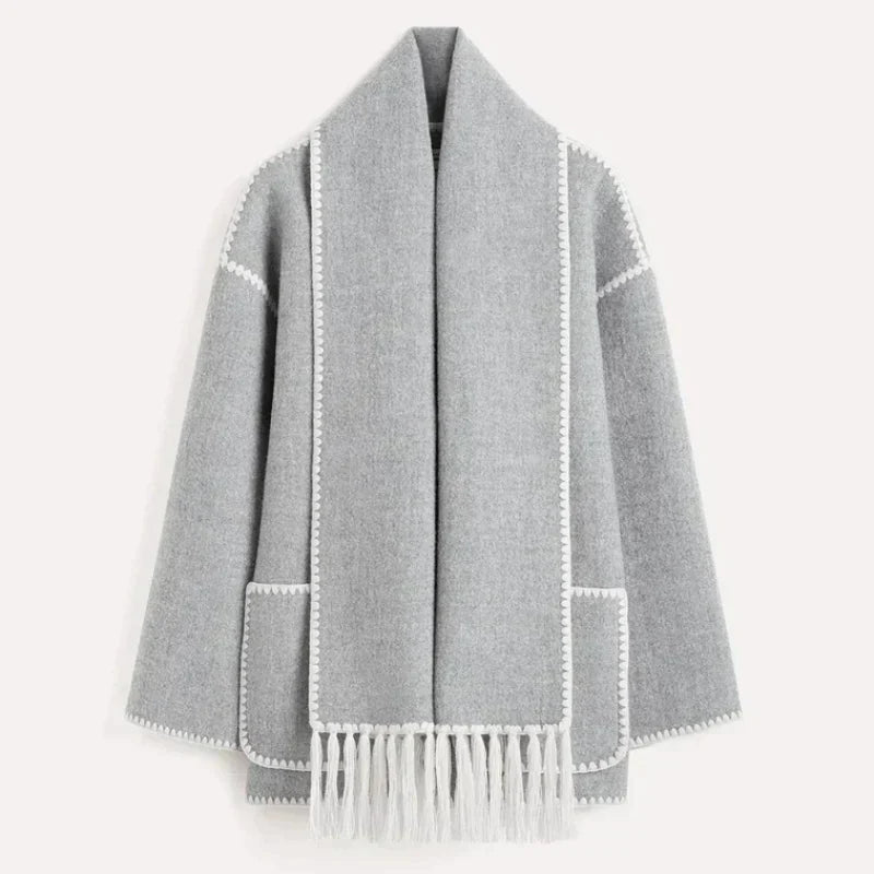 Damen Wickeljacke Elegant Drapiert