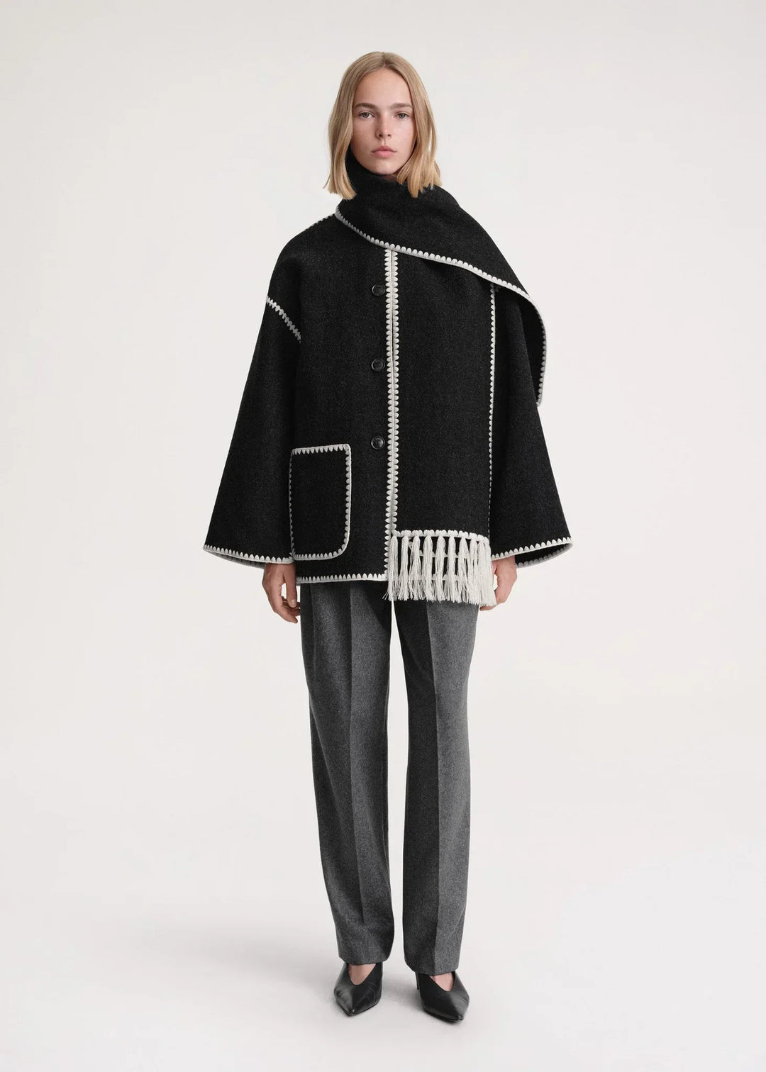 Damen Wollmantel Grau Elegantes Design
