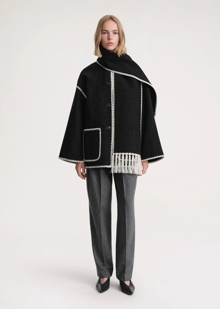 Damen Wollmantel Grau Elegantes Design