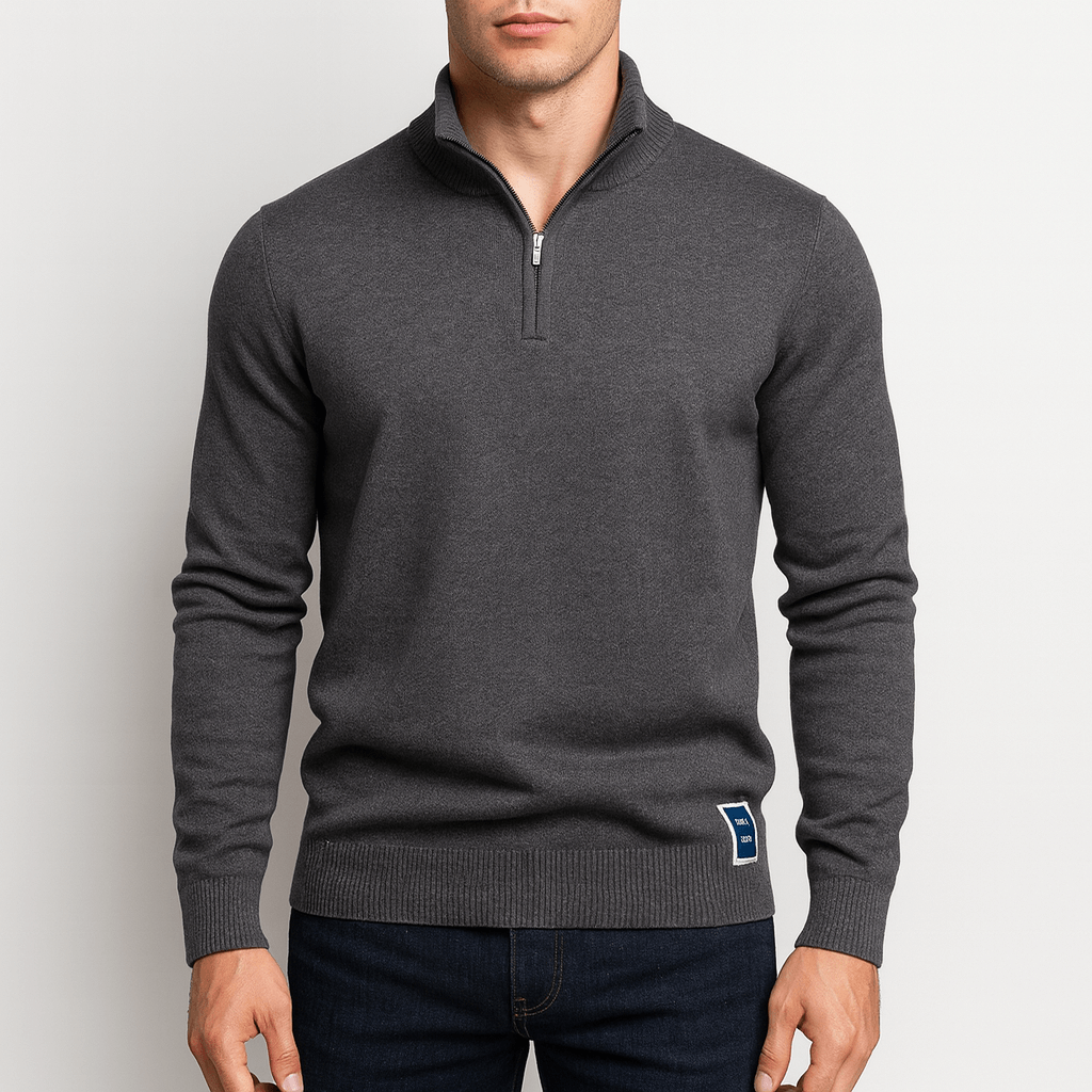 Stylischer Pullover mit Stehkragen Zip