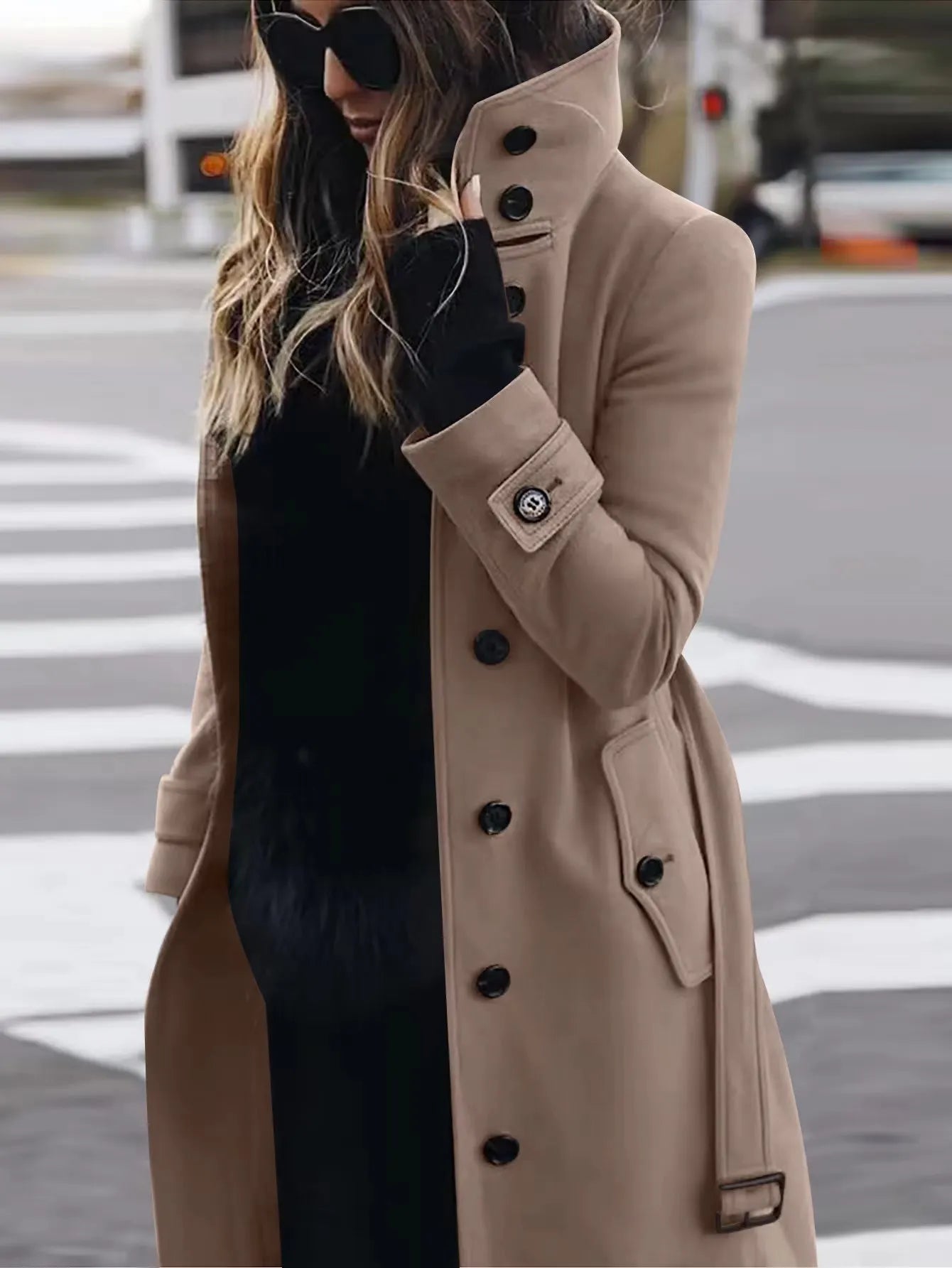 Damen Trenchcoat Lang Wasserdicht Elegant - IdealeKleiden