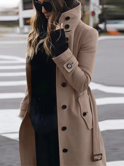 Damen Trenchcoat Lang Wasserdicht Elegant - IdealeKleiden