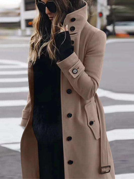 Damen Trenchcoat Lang Wasserdicht Elegant - IdealeKleiden