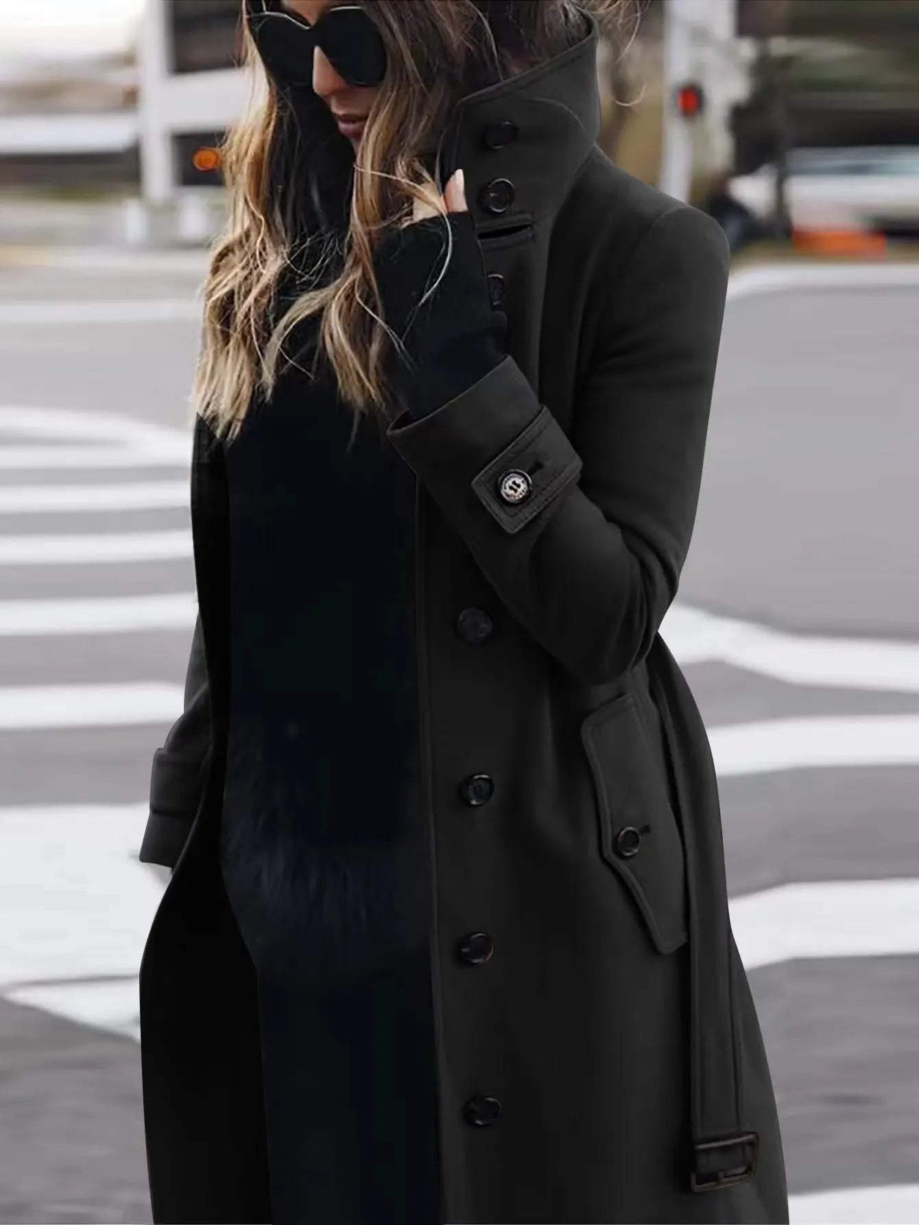 Damen Trenchcoat Lang Wasserdicht Elegant