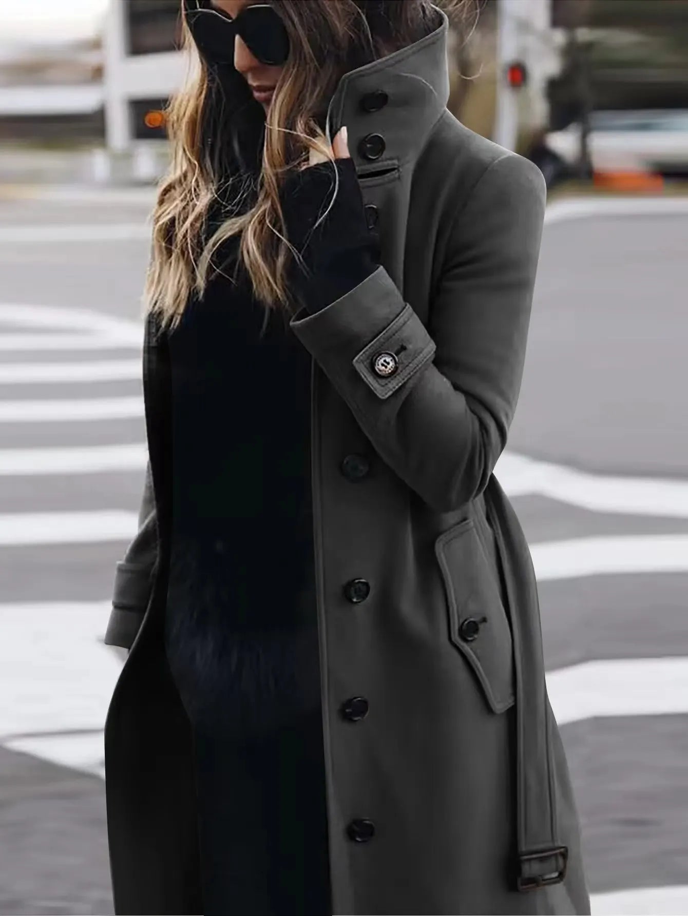 Damen Trenchcoat Lang Wasserdicht Elegant