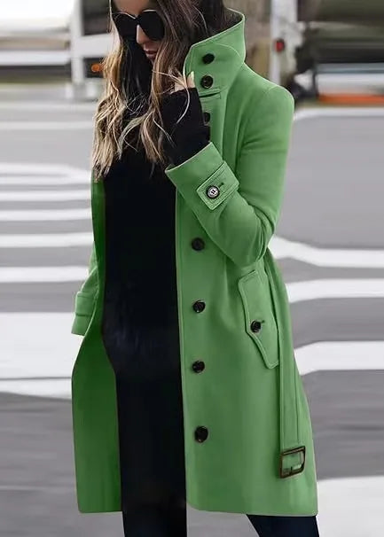 Damen Trenchcoat Lang Wasserdicht Elegant