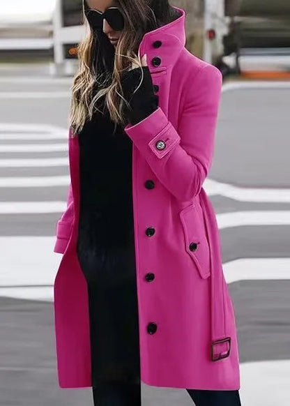 Damen Trenchcoat Lang Wasserdicht Elegant