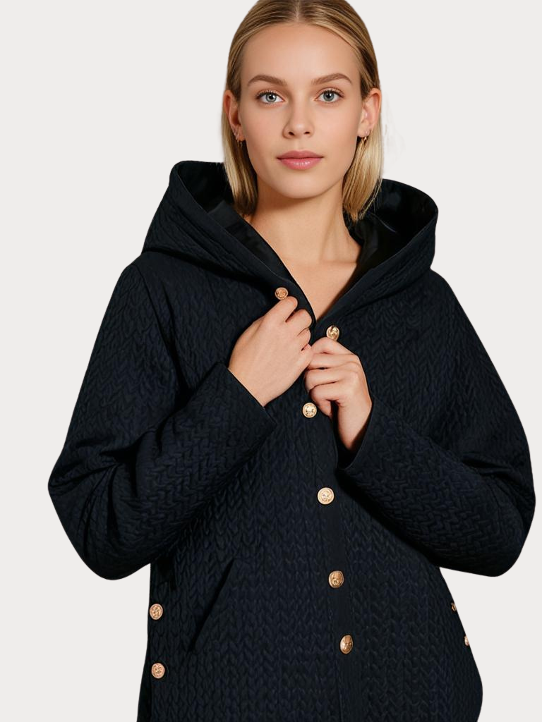 Eleganter Damen Wintermantel Gefüttert Kapuze
