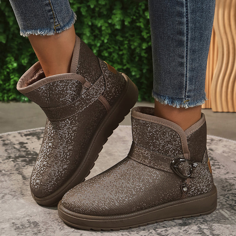 Gioia | Plüsch Stiefel Warm Glitzer Winter - IdealeKleiden