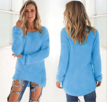 Weiche Strickpullover Damen Flauschig Lange Ärmel