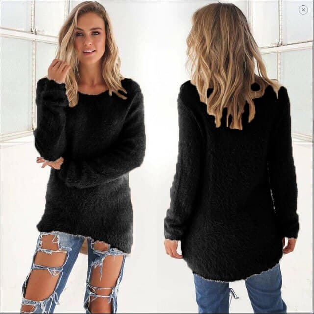 Weiche Strickpullover Damen Flauschig Lange Ärmel