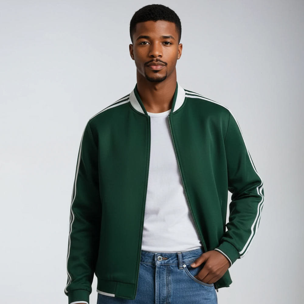 Herren Sportjacke Streifen Reißverschluss - IdealeKleiden