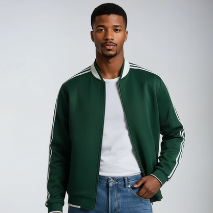 Herren Sportjacke Streifen Reißverschluss - IdealeKleiden