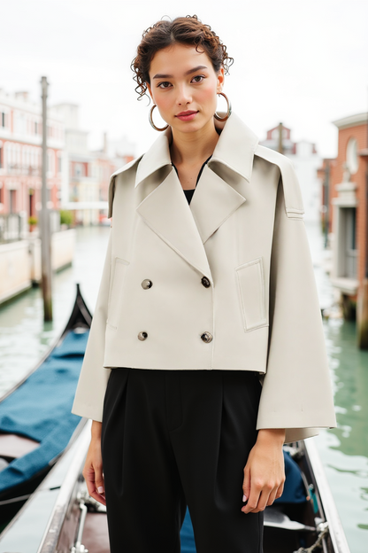 Klassischer Damen Trenchcoat Kurz Elegant