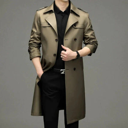 Herren Trenchcoat Zweireiher Mittellang