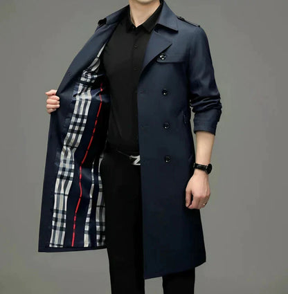 Herren Trenchcoat Zweireiher Mittellang - IdealeKleiden