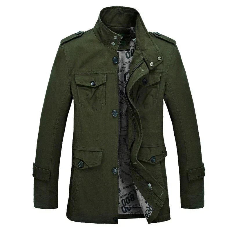 Herren Trenchcoat Slim Fit Reißverschluss