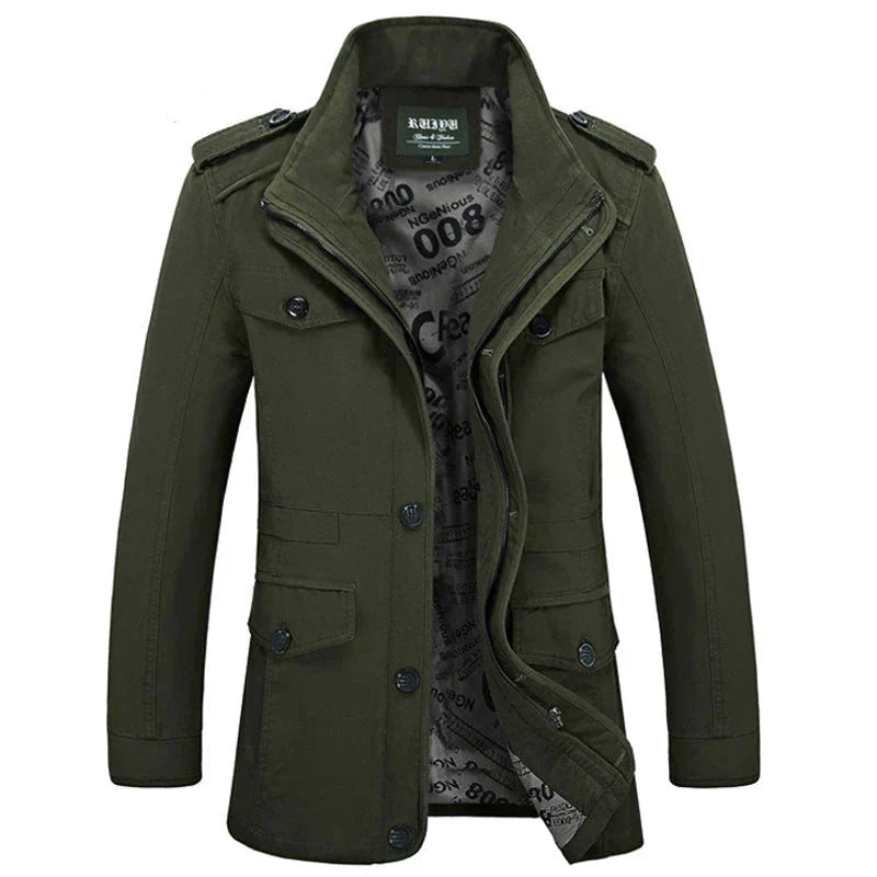 Herren Trenchcoat Slim Fit Reißverschluss