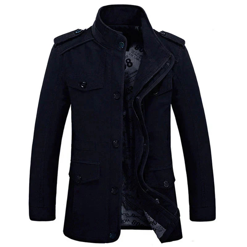 Herren Trenchcoat Slim Fit Reißverschluss