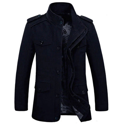 Herren Trenchcoat Slim Fit Reißverschluss