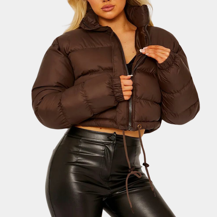 Damen Pufferjacke Kurz Modell Hochkragen