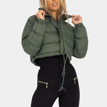 Damen Pufferjacke Kurz Modell Hochkragen