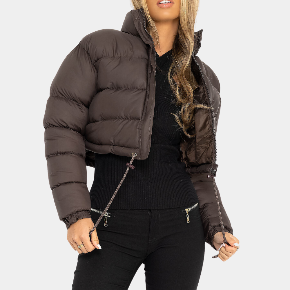 Damen Pufferjacke Kurz Modell Hochkragen