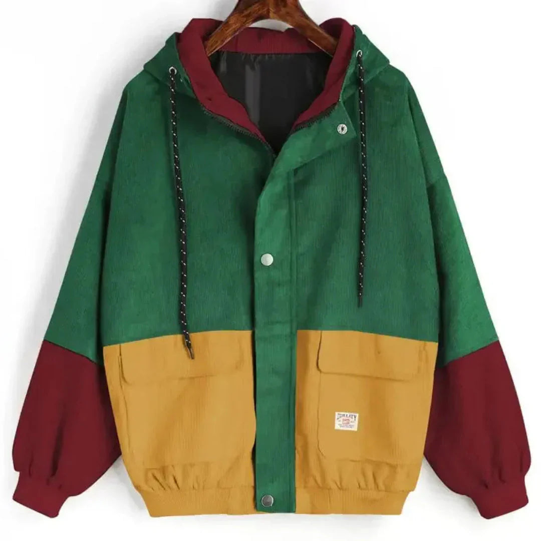 Herrenjacke Corduroy Patchwork Braun