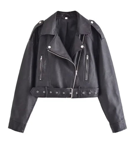 Retro Lederjacke Damen Elegant Vintage - IdealeKleiden