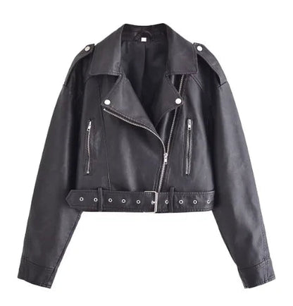 Retro Lederjacke Damen Elegant Vintage - IdealeKleiden