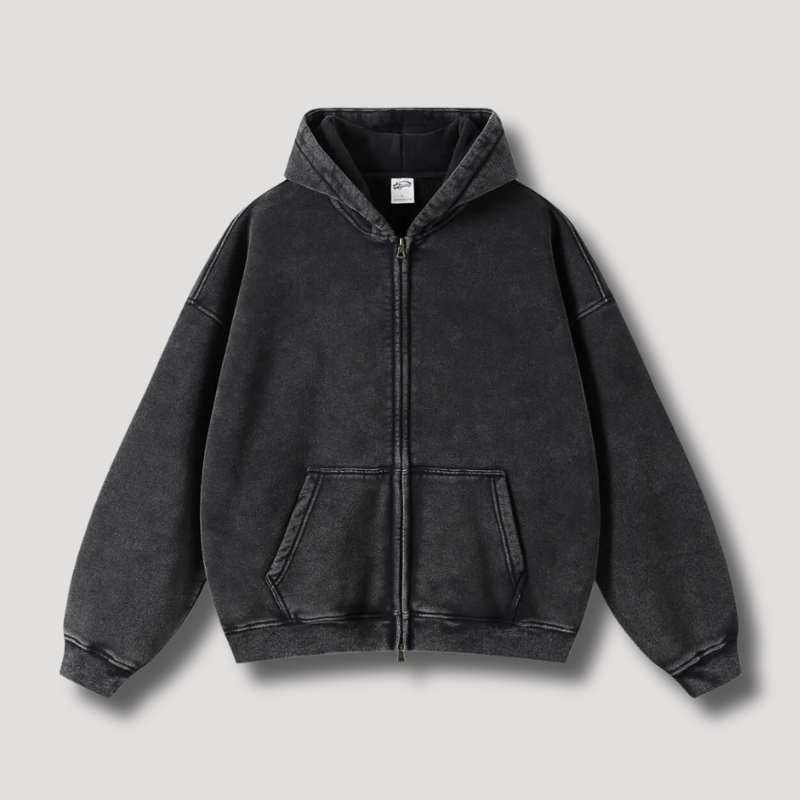 Übergroßer Hoodie Pullover Kapuze Reißverschluss - IdealeKleiden