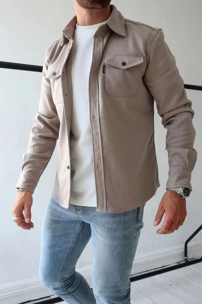 Herren Überhemd Button-Down Casual