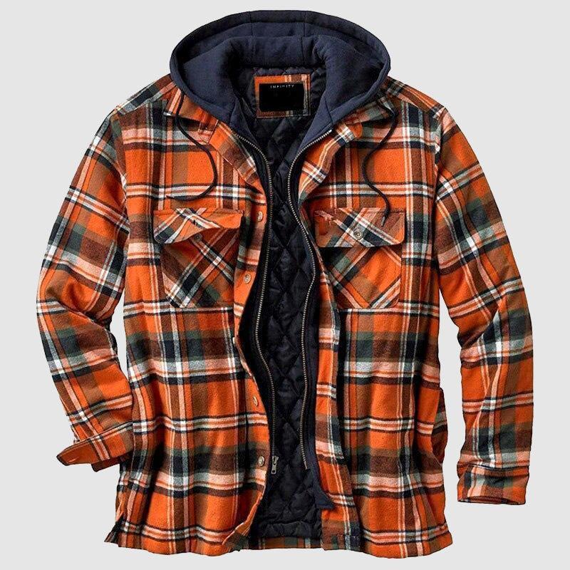 Karierte Herren Kapuzenjacke Steppfettdesign