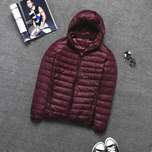 Leichtes Daunenparka Winter Männer Jacke Kapuze - IdealeKleiden